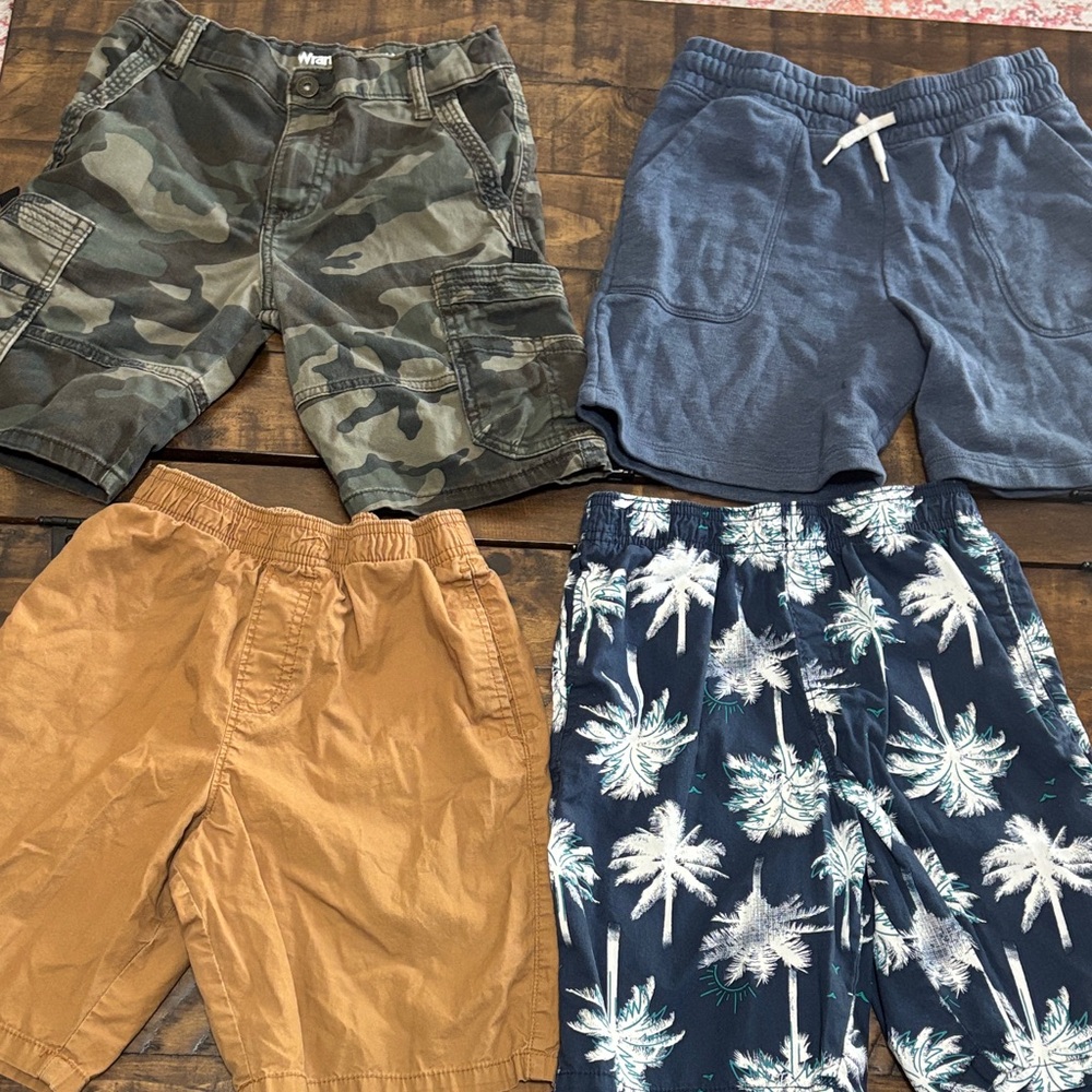Kids Camo, Blue, Tan, and Palm Print Shorts Set